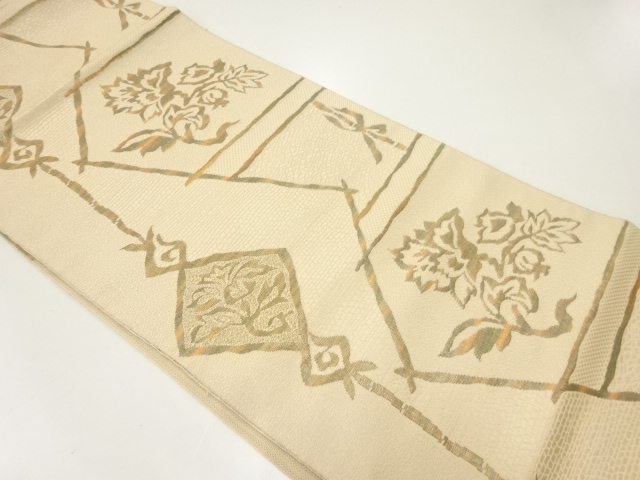 JAPANESE NAGOYA OBI / WOVEN FLORAL PLANTS